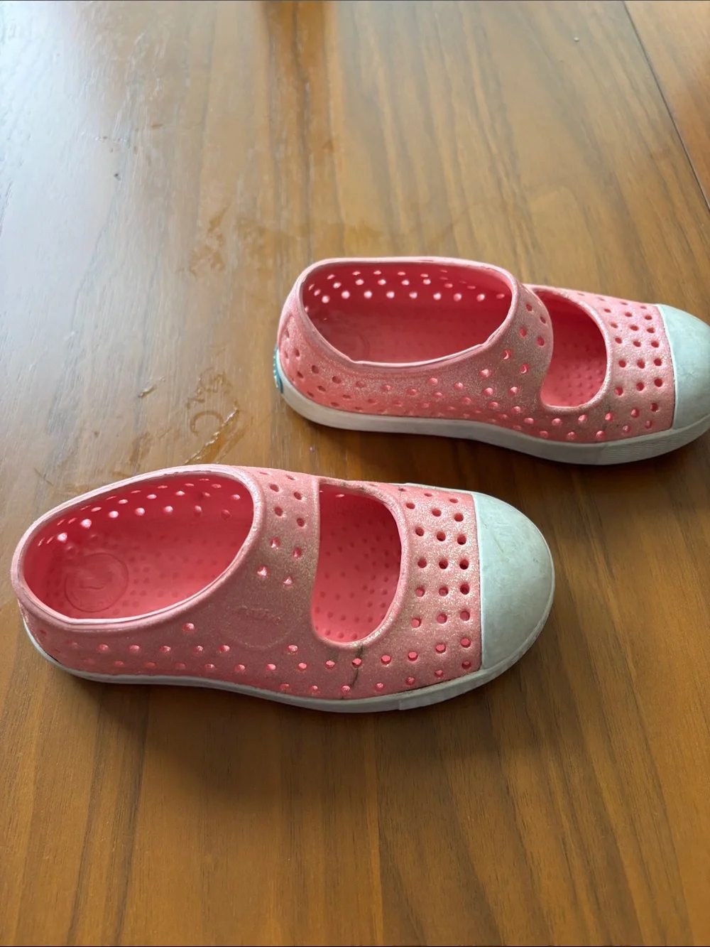 Native Kids' Coral Pink Glitter Mary Jane Foam Clog
